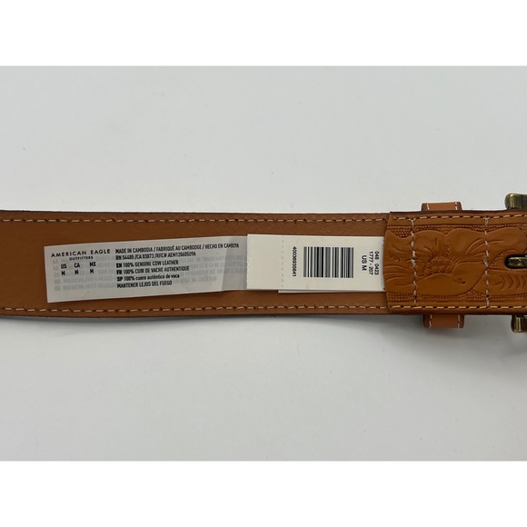 American Eagle Outfitters Belt NWT Mens Genuine Cow Leather Embossed Tooled M - Picture 3 of 6